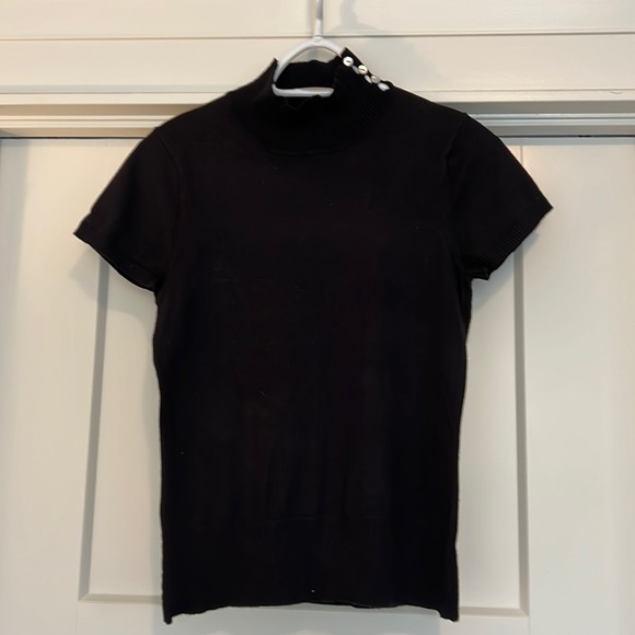 Melanie Lyne Black Mock Neck short sleeve sweater - Picture 1 of 4
